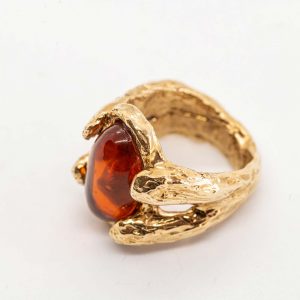 Anello grande ambra con 4 graffe