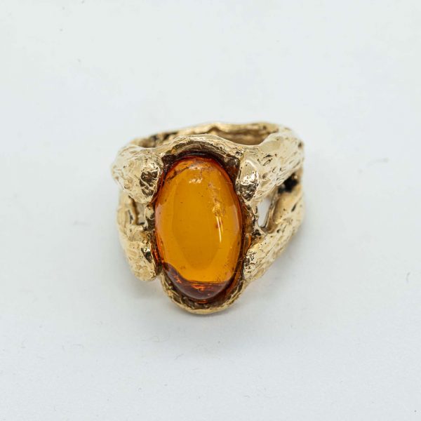 Anello grande ambra con 4 graffe