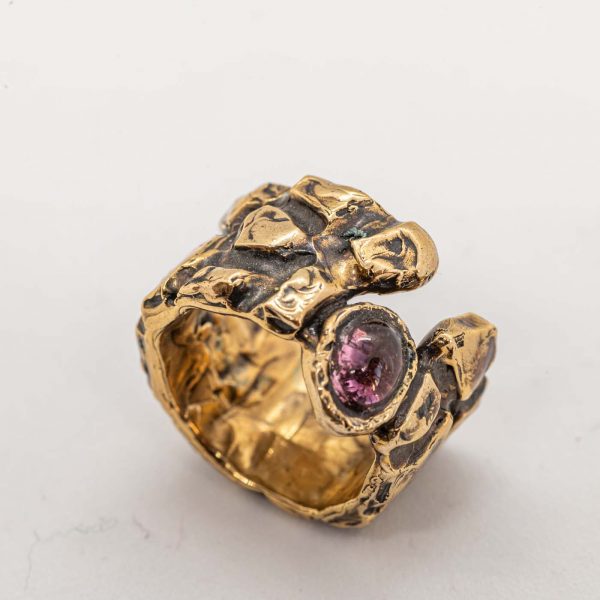 Anello rettilario con turmalina rosa