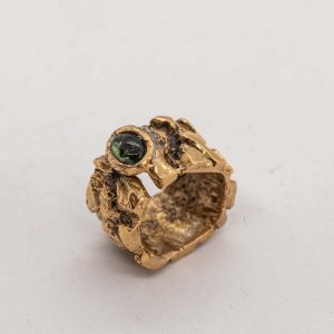 Anello Rettilario con tormalina verde