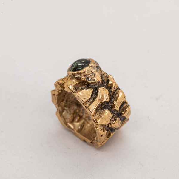 Anello Rettilario con tormalina verde