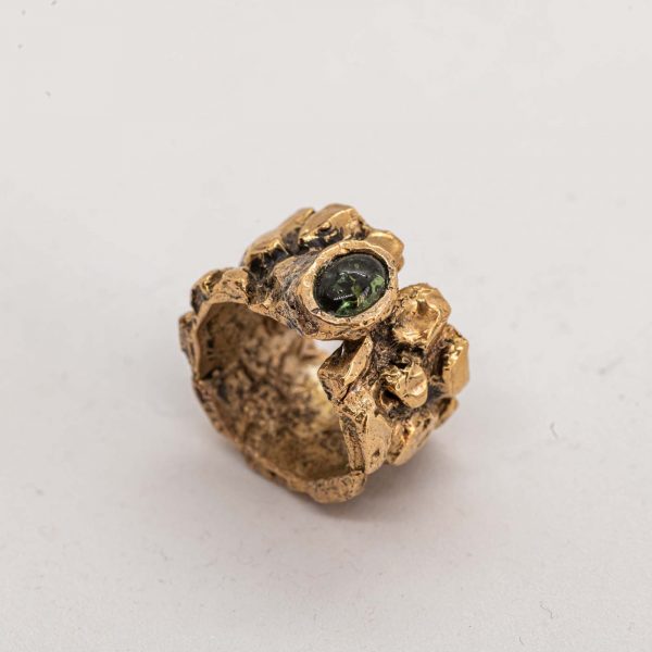 Anello Rettilario con tormalina verde