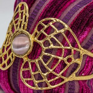 Bracciale Tela a petalo con pietra tonda rosa