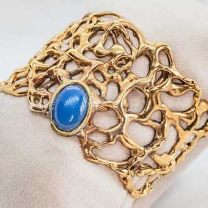 Bracciale mattgun con pietra ovale azzurra