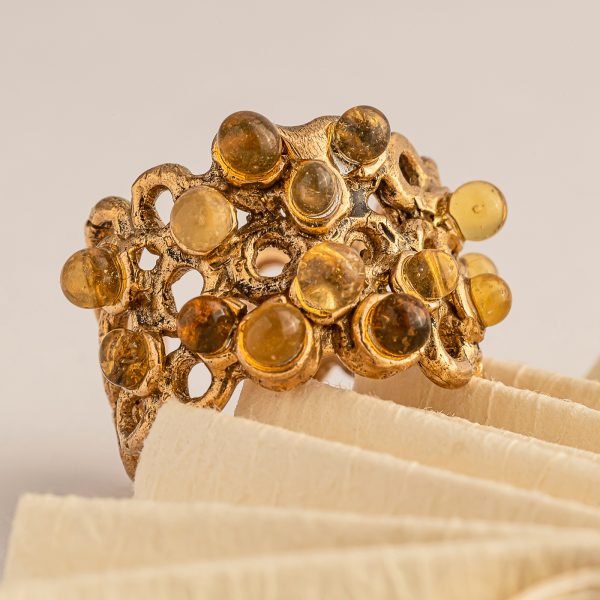 Anello cerchietti con perline gialle